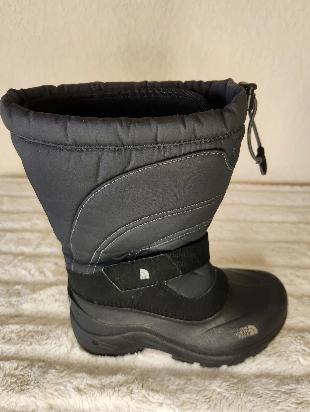 The North Face Black Winter Boot with Hook-and-Loop Strap